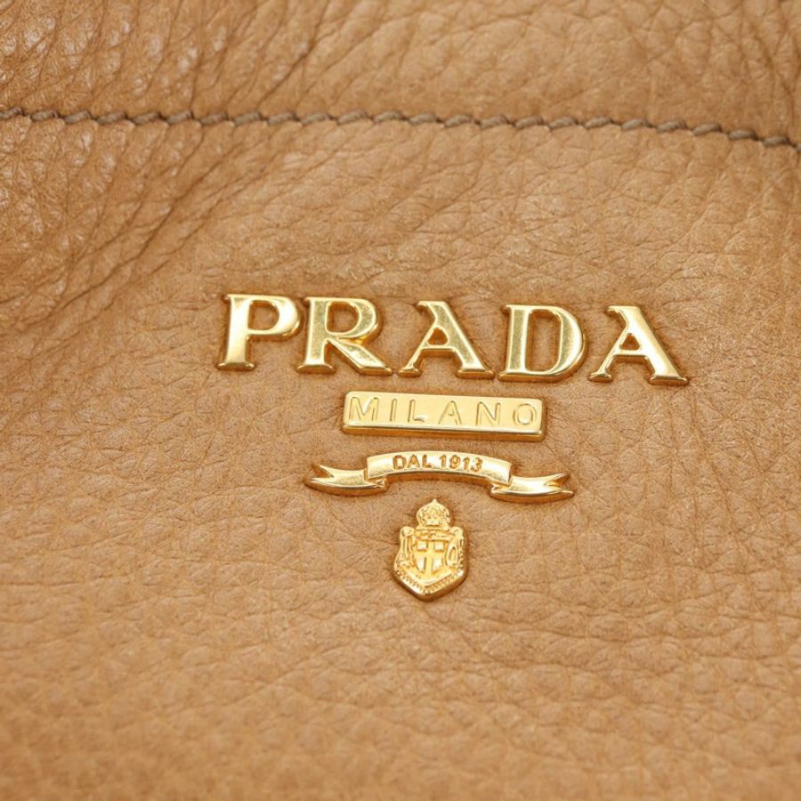 【日本直送】PRADA 皮革單背包 米色 金色 正品 183307SAV-17