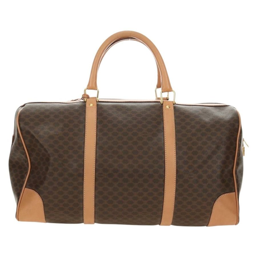 【日本直送】CELINE Macadam帆布波士頓包 PVC皮革 棕色 金色 正品 183666V-1