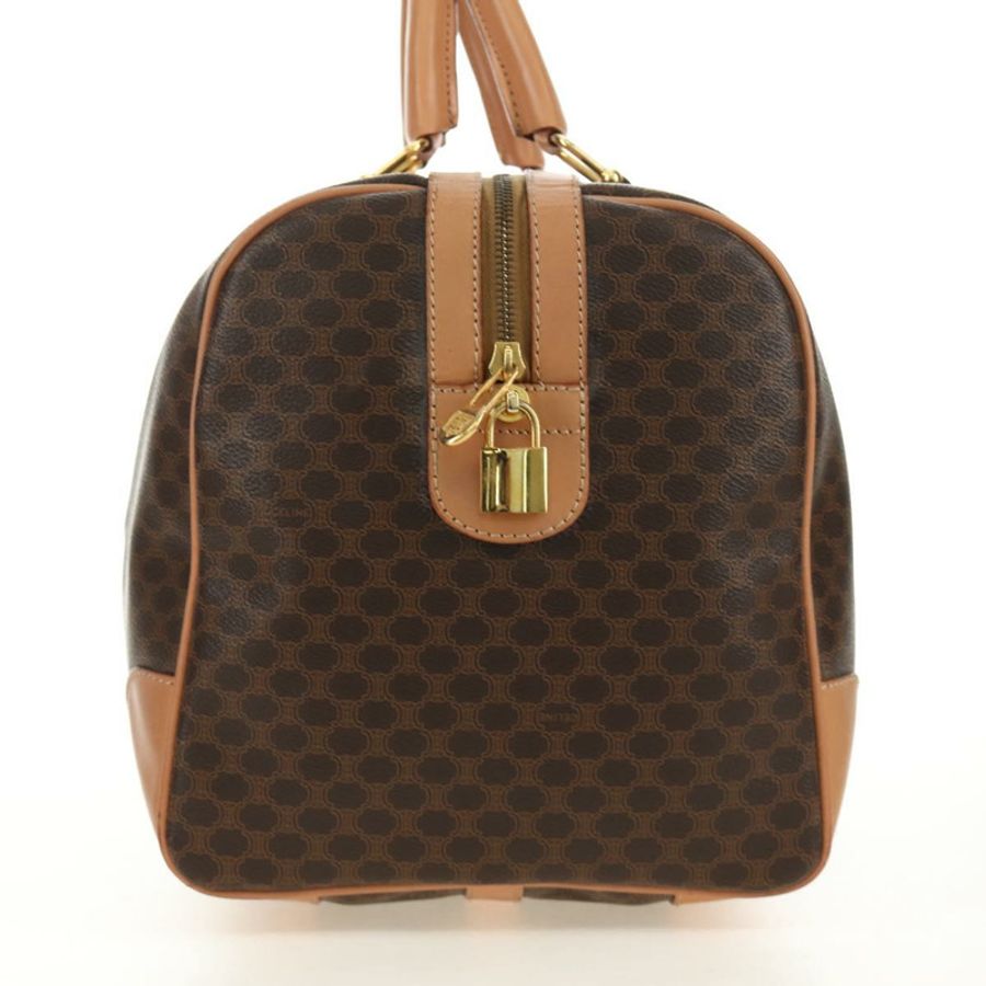 【日本直送】CELINE Macadam帆布波士頓包 PVC皮革 棕色 金色 正品 183666V-3