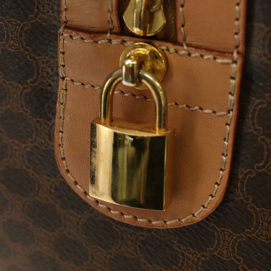 【日本直送】CELINE Macadam帆布波士頓包 PVC皮革 棕色 金色 正品 183666V-20