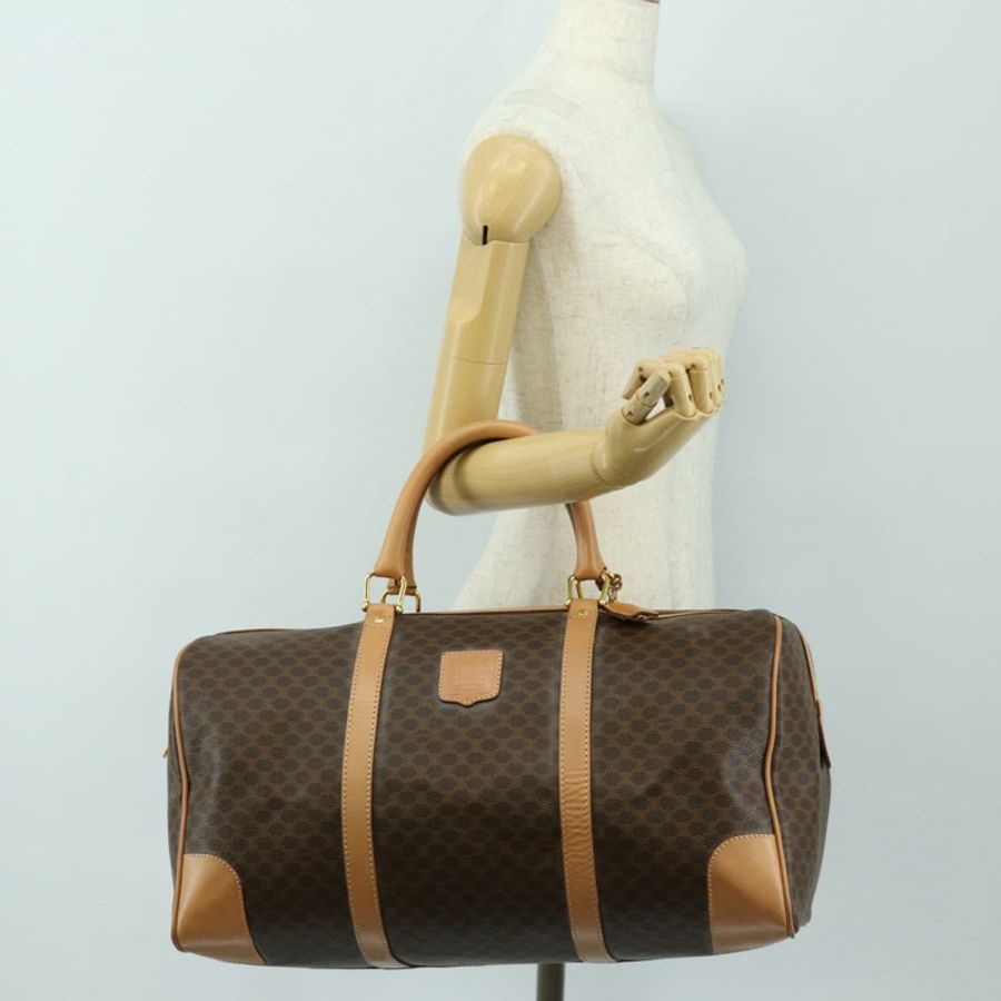 【日本直送】CELINE Macadam帆布波士頓包 PVC皮革 棕色 金色 正品 183666V-30