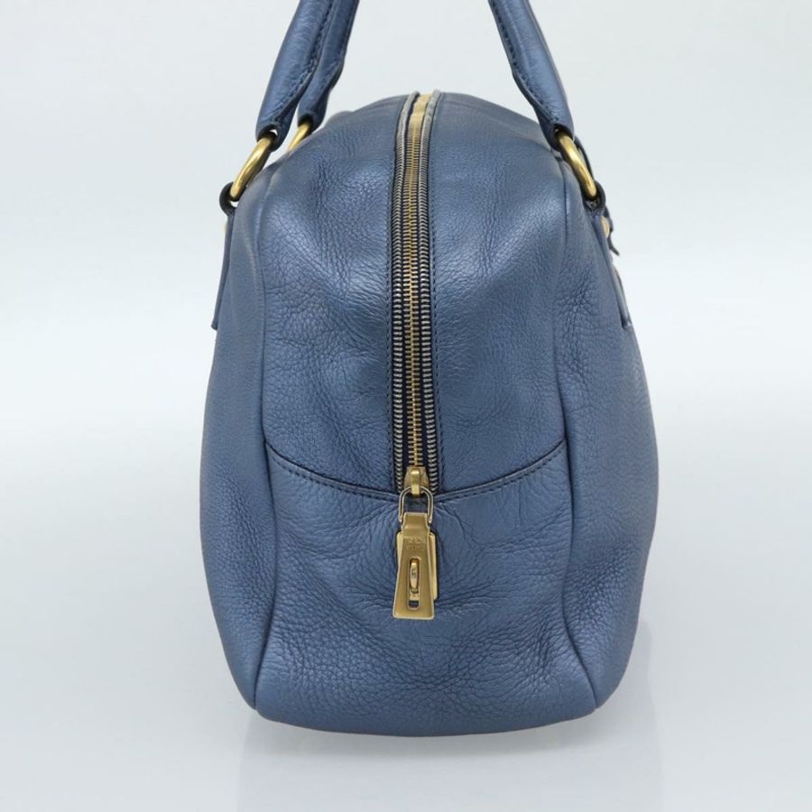 【日本直送】PRADA 手提包 皮革 藍色 金色 正品 183765V-2