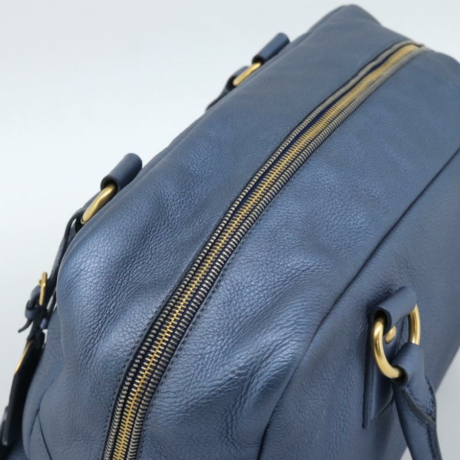 【日本直送】PRADA 手提包 皮革 藍色 金色 正品 183765V-5