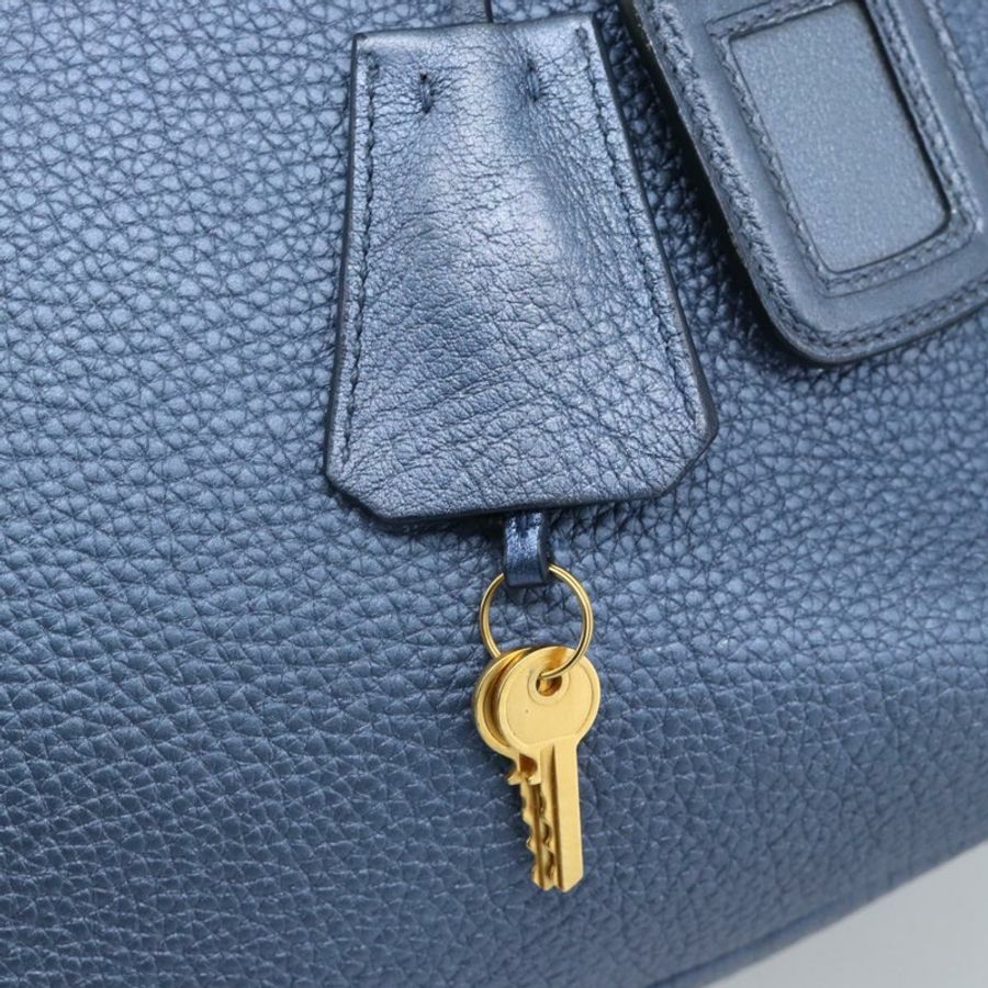 【日本直送】PRADA 手提包 皮革 藍色 金色 正品 183765V-8