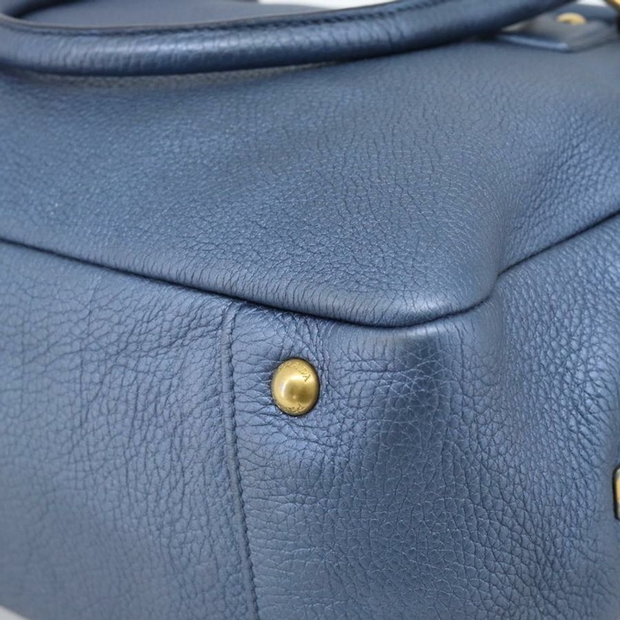 【日本直送】PRADA 手提包 皮革 藍色 金色 正品 183765V-15