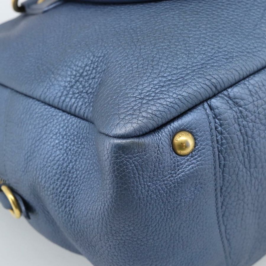 【日本直送】PRADA 手提包 皮革 藍色 金色 正品 183765V-16