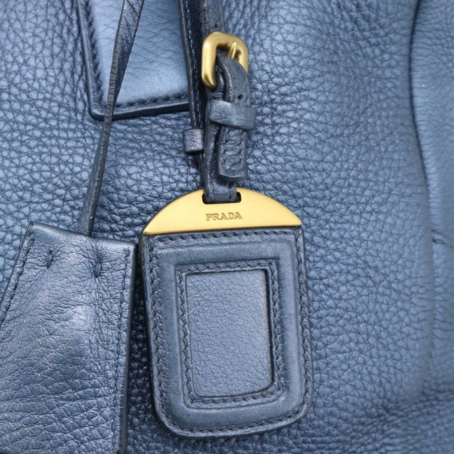 【日本直送】PRADA 手提包 皮革 藍色 金色 正品 183765V-18