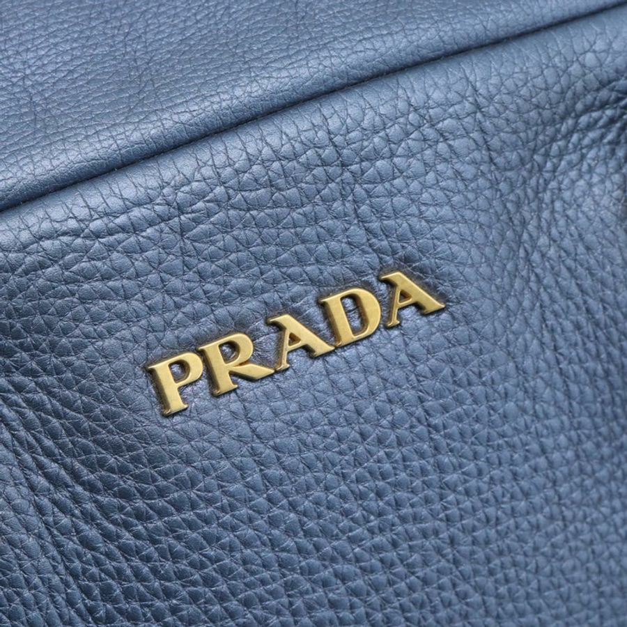 【日本直送】PRADA 手提包 皮革 藍色 金色 正品 183765V-19