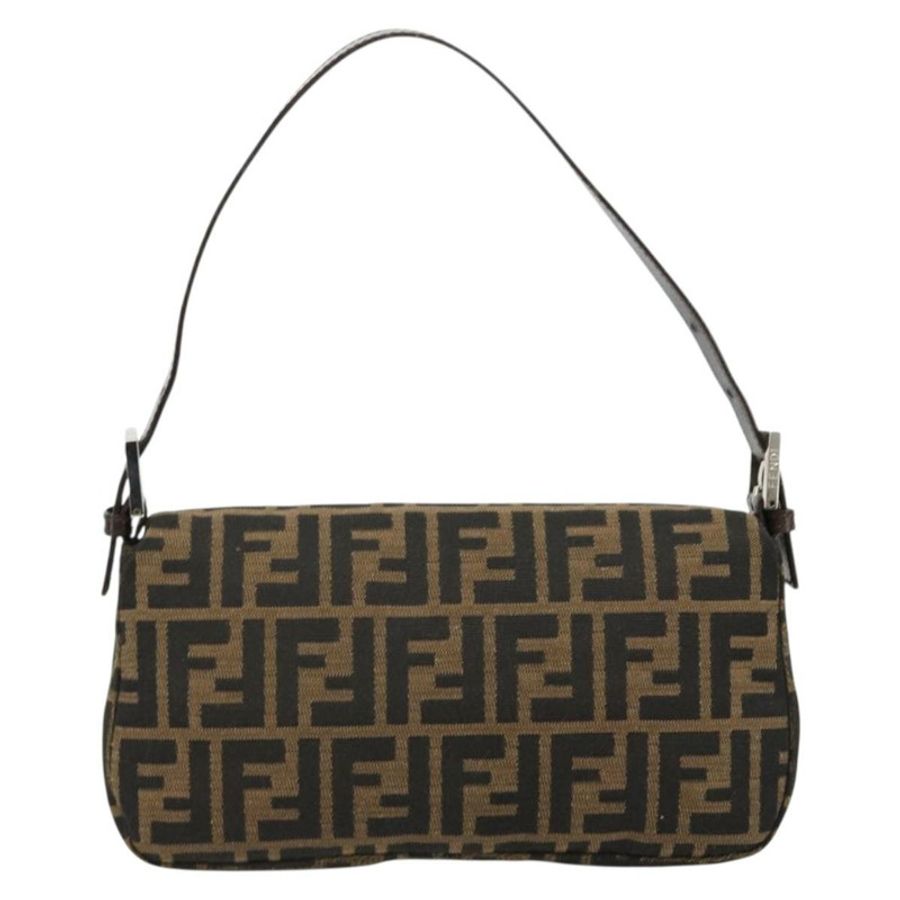 【日本直送】FENDI Zucca帆布Mamma Baguette單肩包 黑色 棕色 銀色 正品 183768SAV-1