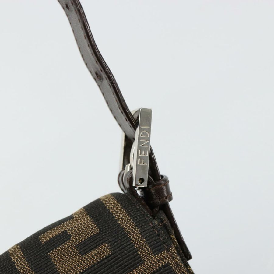 【日本直送】FENDI Zucca帆布Mamma Baguette單肩包 黑色 棕色 銀色 正品 183768SAV-8