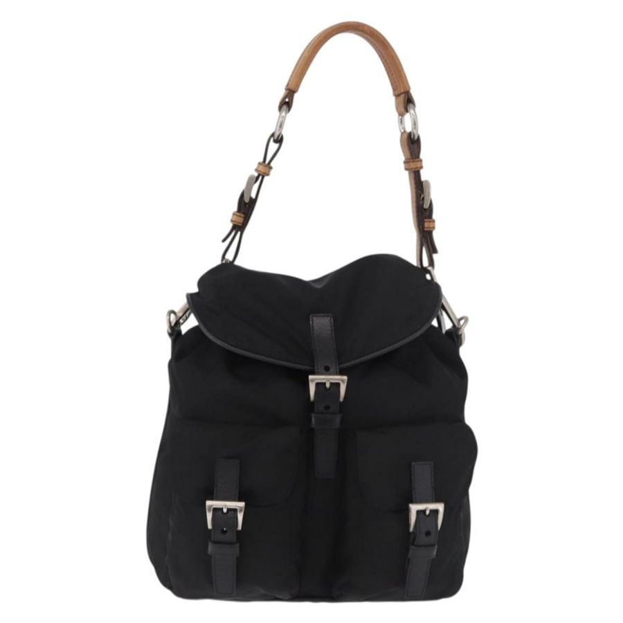 【日本直送】PRADA 單肩包 尼龍 黑色 銀色 正品 184177A-12