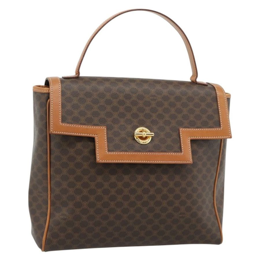 【日本直送】CELINE Macadam帆布手提包 PVC皮革 棕色 金色 正品 183052V-0