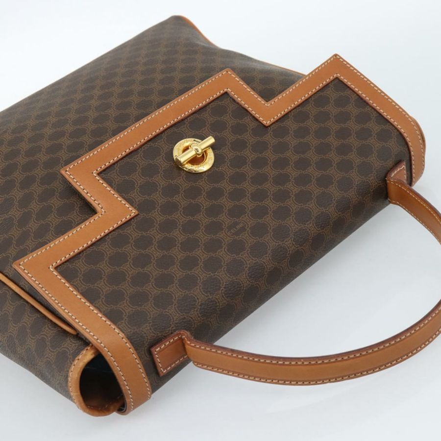 【日本直送】CELINE Macadam帆布手提包 PVC皮革 棕色 金色 正品 183052V-5