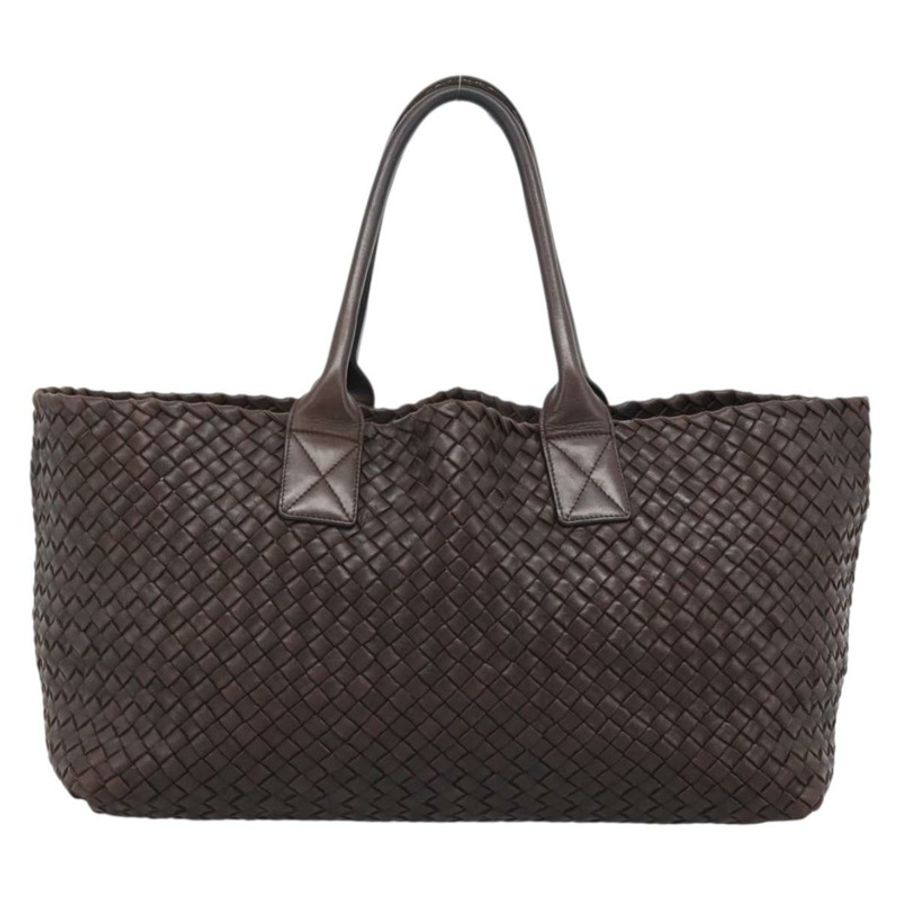 【日本直送】BOTTEGA VENETA INTRECCIATO Cabas MM 手提包 皮革 棕色 金色 正品 183710V-1