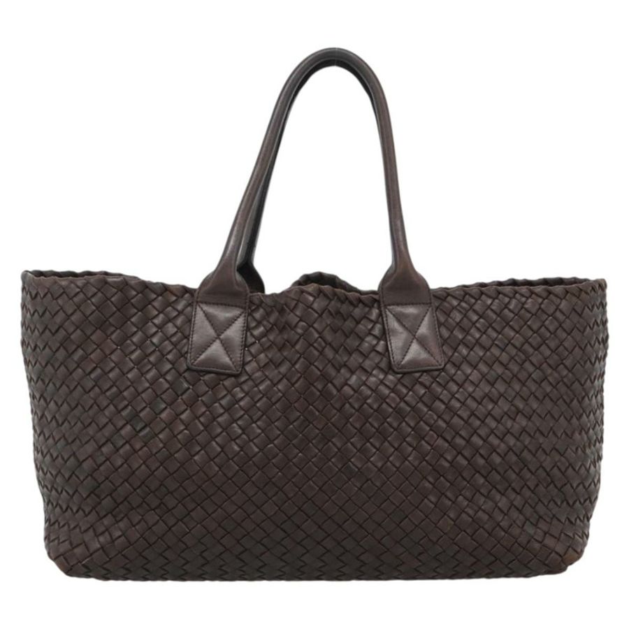 【日本直送】BOTTEGA VENETA INTRECCIATO Cabas MM 手提包 皮革 棕色 金色 正品 183710V-12