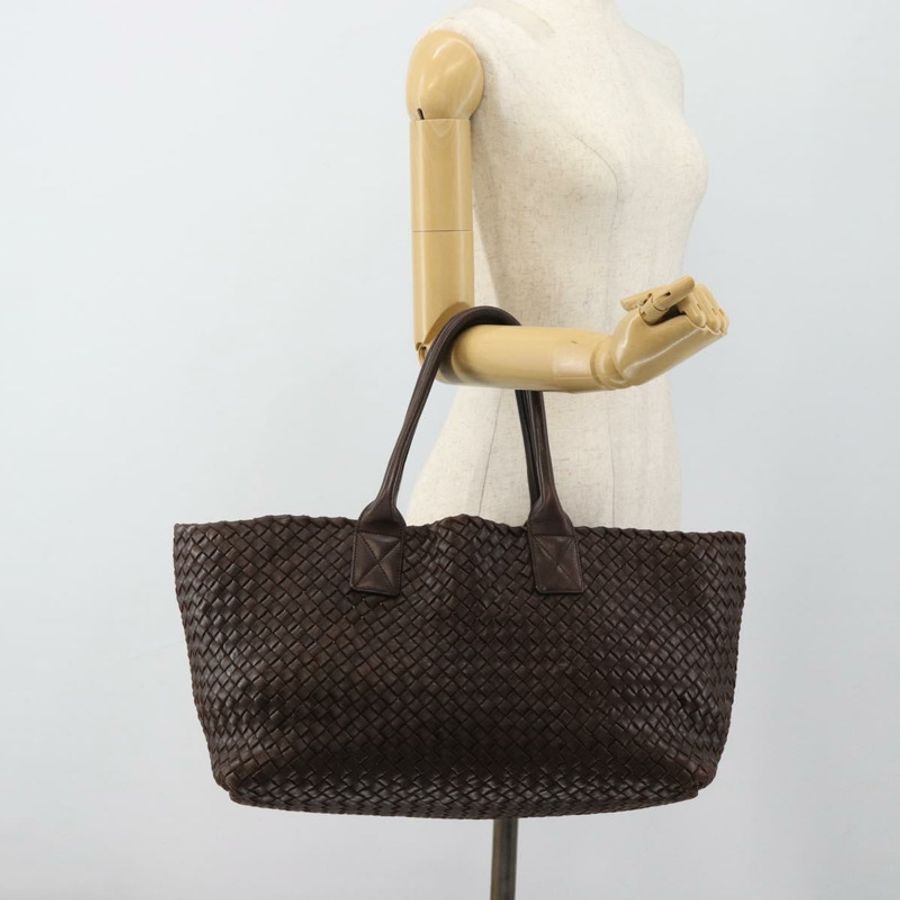 【日本直送】BOTTEGA VENETA INTRECCIATO Cabas MM 手提包 皮革 棕色 金色 正品 183710V-21