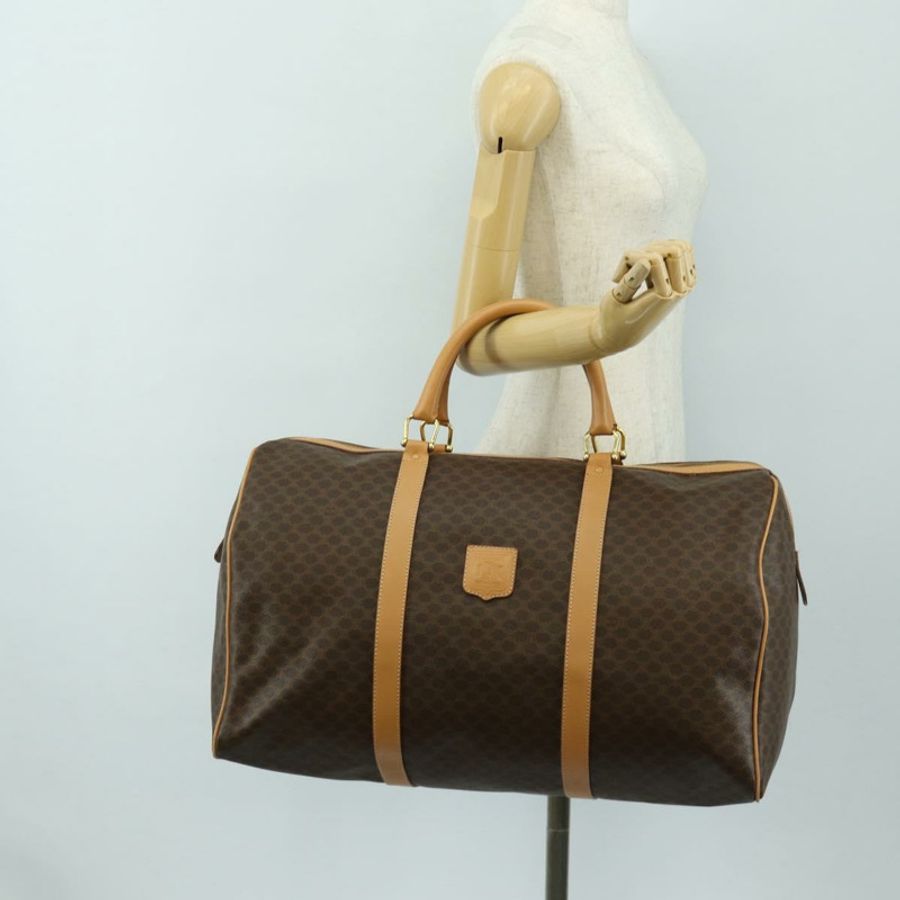【日本直送】CELINE Macadam帆布波士頓包 PVC皮革 棕色 金色 正品 183419V-23
