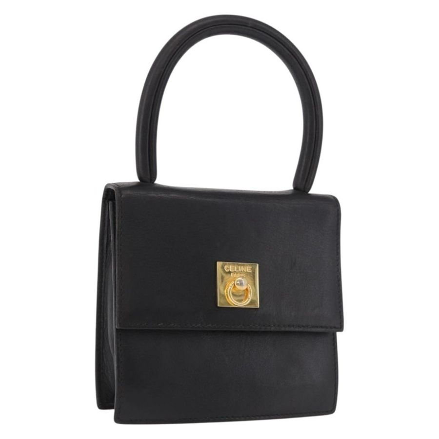 【日本直送】CELINE 手提包 皮革 黑色 金色 正品 183388A-0