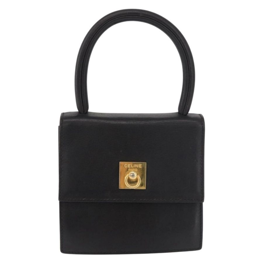 【日本直送】CELINE 手提包 皮革 黑色 金色 正品 183388A-12