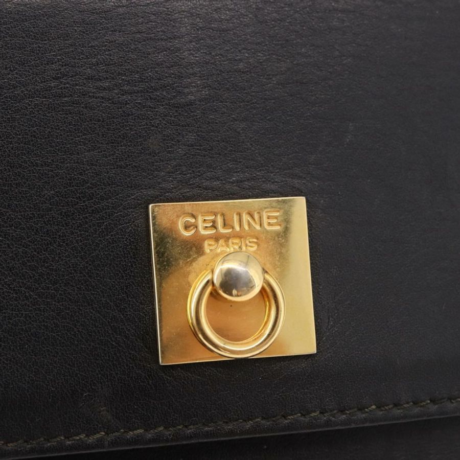 【日本直送】CELINE 手提包 皮革 黑色 金色 正品 183388A-16