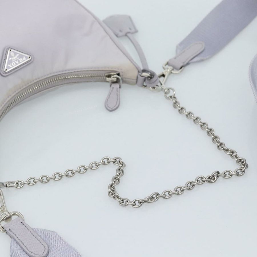 【日本直送】PRADA 尼龍紫色銀色單肩包 正品 184170V-7