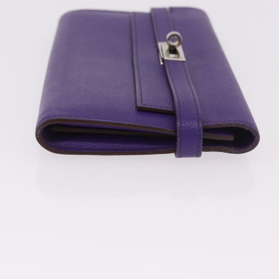 【日本直送】愛馬仕 Kelly 長版皮夾 Epsom 紫色銀色 Auth 184179SM-2