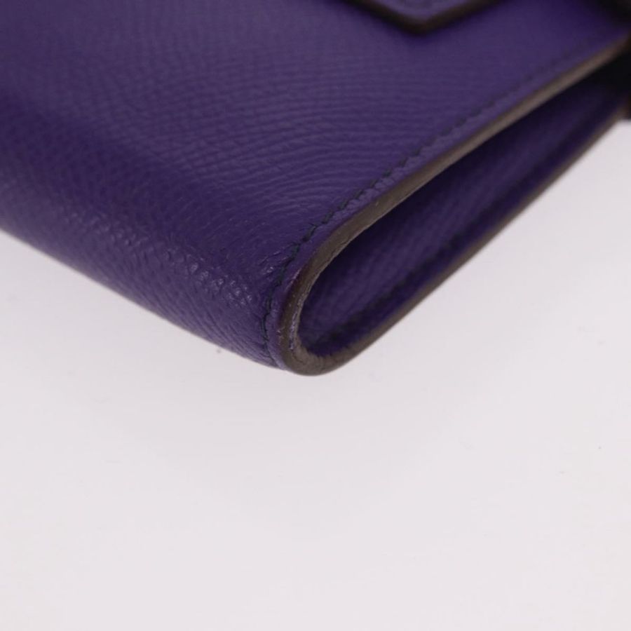 【日本直送】愛馬仕 Kelly 長版皮夾 Epsom 紫色銀色 Auth 184179SM-13