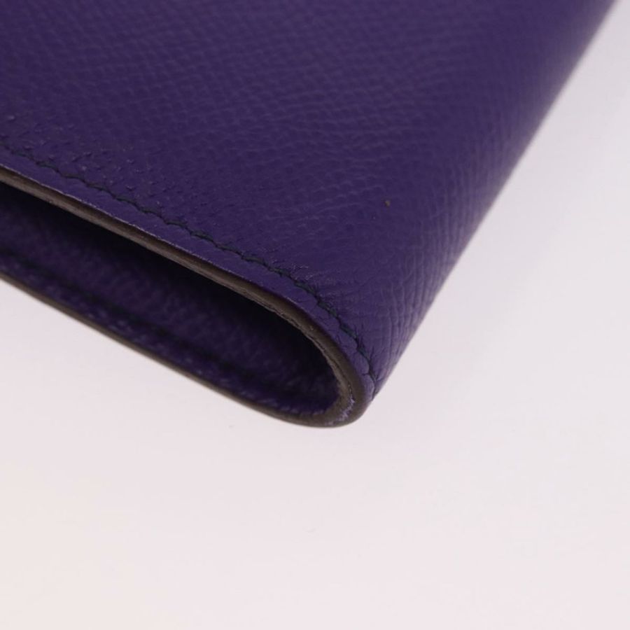 【日本直送】愛馬仕 Kelly 長版皮夾 Epsom 紫色銀色 Auth 184179SM-14