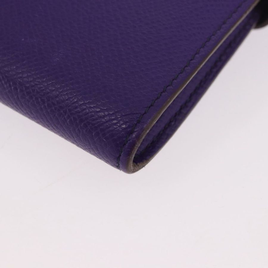 【日本直送】愛馬仕 Kelly 長版皮夾 Epsom 紫色銀色 Auth 184179SM-15