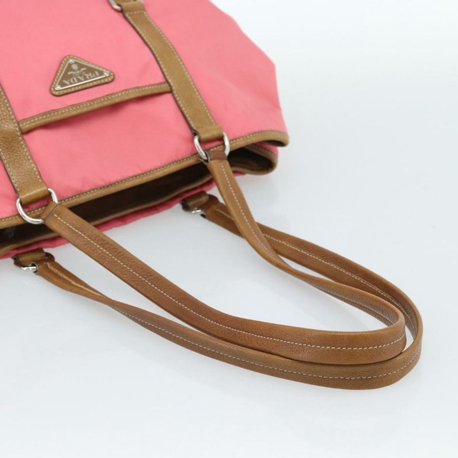 【日本直送】PRADA 手提包 皮革尼龍 粉紅色 銀色 正品 183896V-6