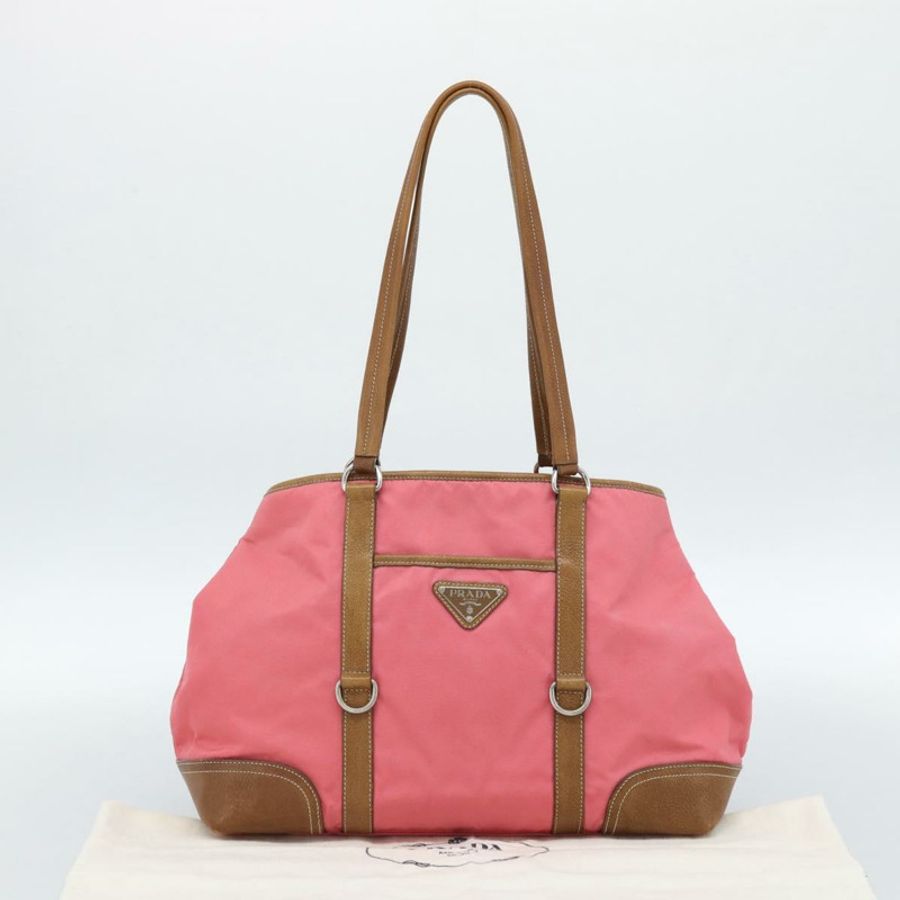 【日本直送】PRADA 手提包 皮革尼龍 粉紅色 銀色 正品 183896V-11