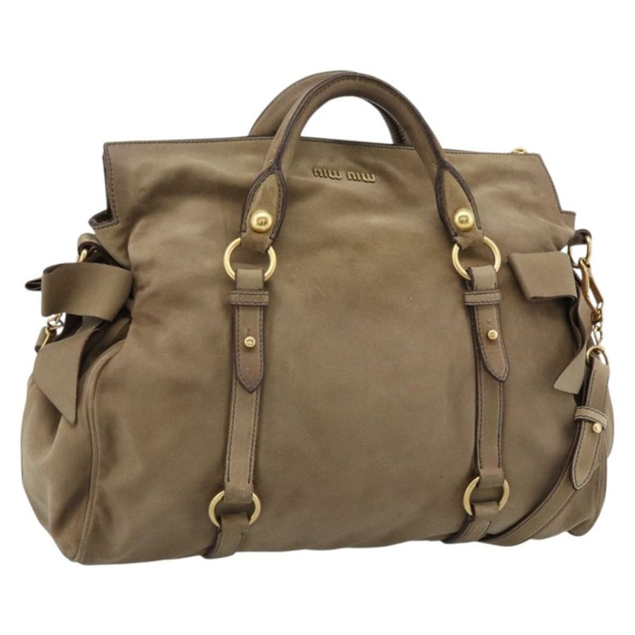 【日本直送】Miu Miu 麂皮手提包 2way Beige Gold Auth 183865V-0