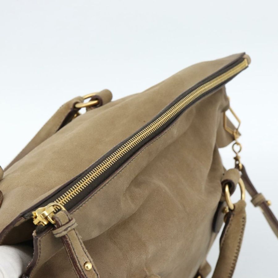 【日本直送】Miu Miu 麂皮手提包 2way Beige Gold Auth 183865V-5