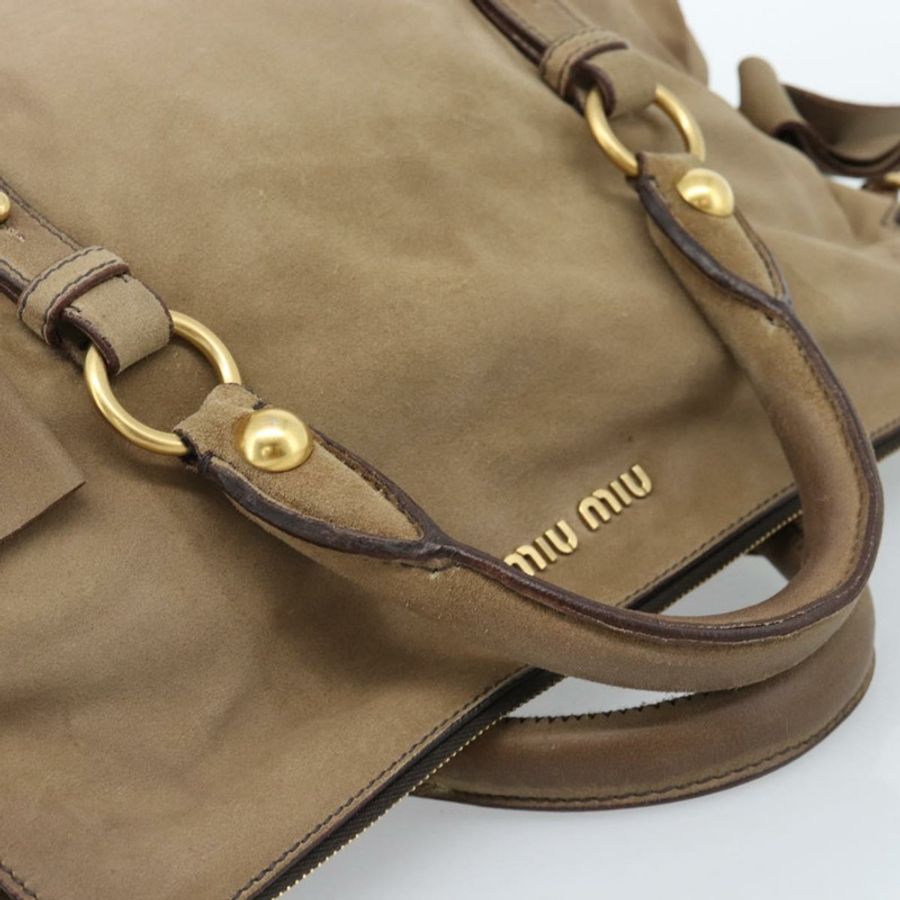 【日本直送】Miu Miu 麂皮手提包 2way Beige Gold Auth 183865V-6