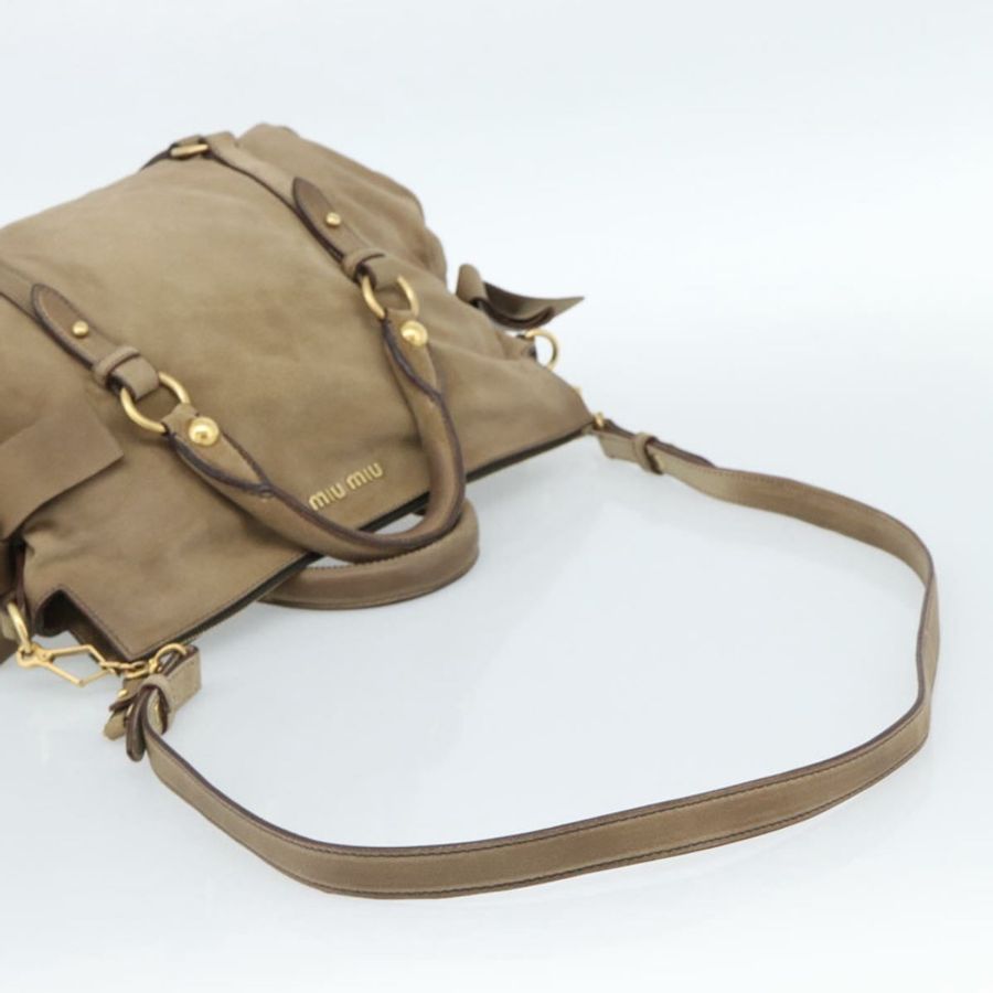 【日本直送】Miu Miu 麂皮手提包 2way Beige Gold Auth 183865V-7