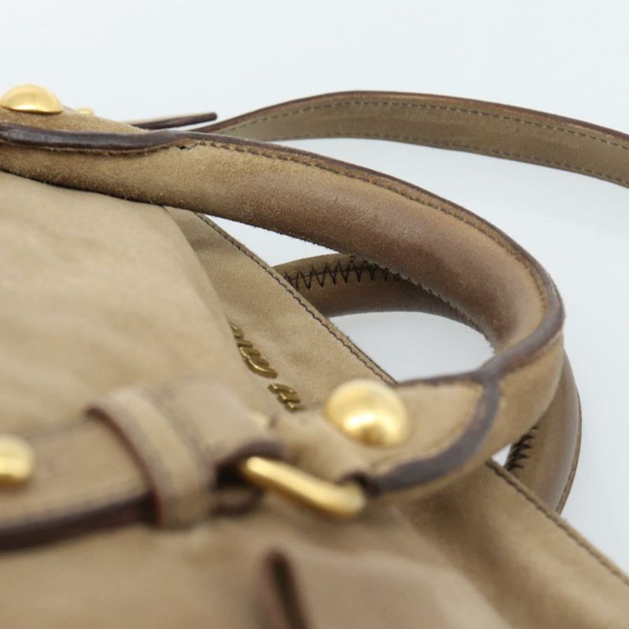 【日本直送】Miu Miu 麂皮手提包 2way Beige Gold Auth 183865V-13