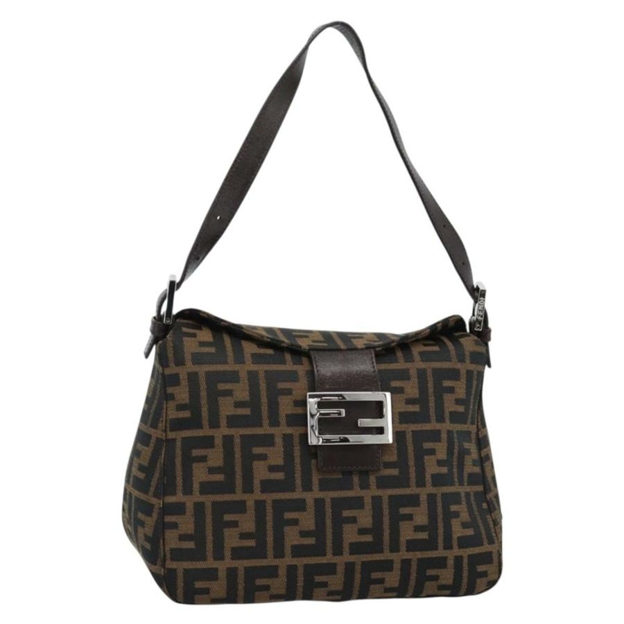 【日本直送】FENDI Zucca帆布Mamma Baguette單肩包,黑色、棕色、銀色,正品,貨號183887SAM-0