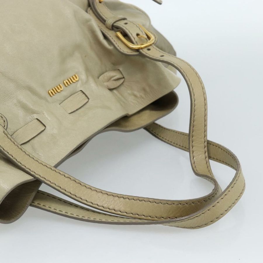 【日本直送】Miu Miu 手提包 皮革 綠色 金色 正品 183837SAM-6