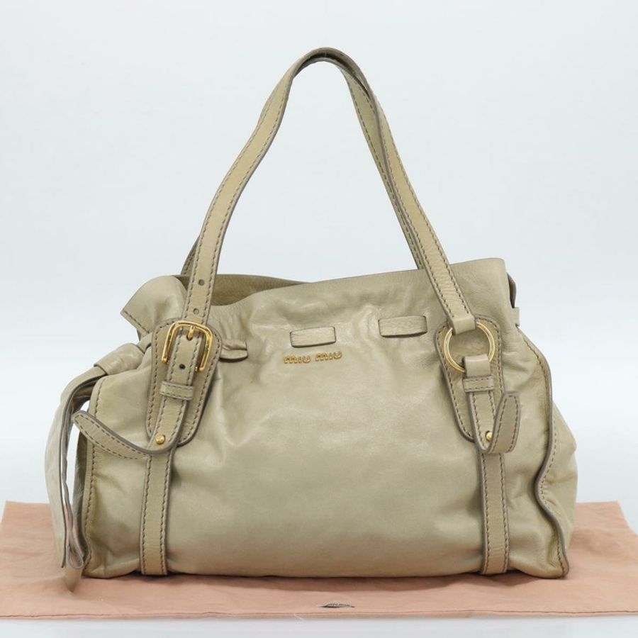 【日本直送】Miu Miu 手提包 皮革 綠色 金色 正品 183837SAM-11