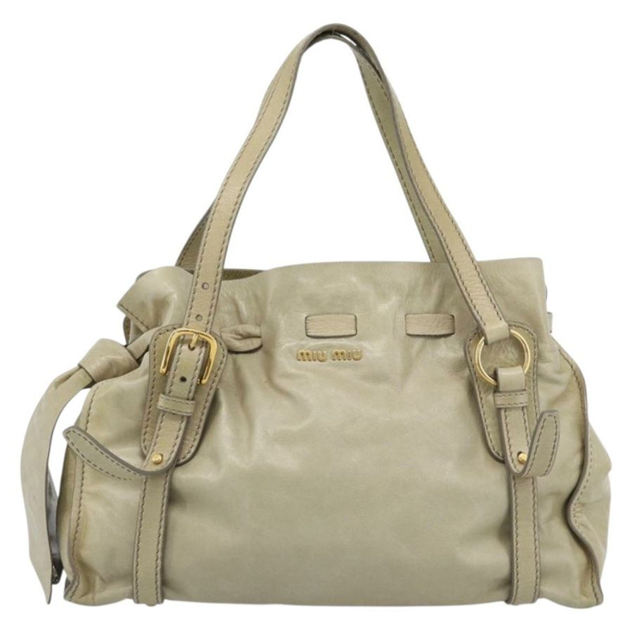【日本直送】Miu Miu 手提包 皮革 綠色 金色 正品 183837SAM-12