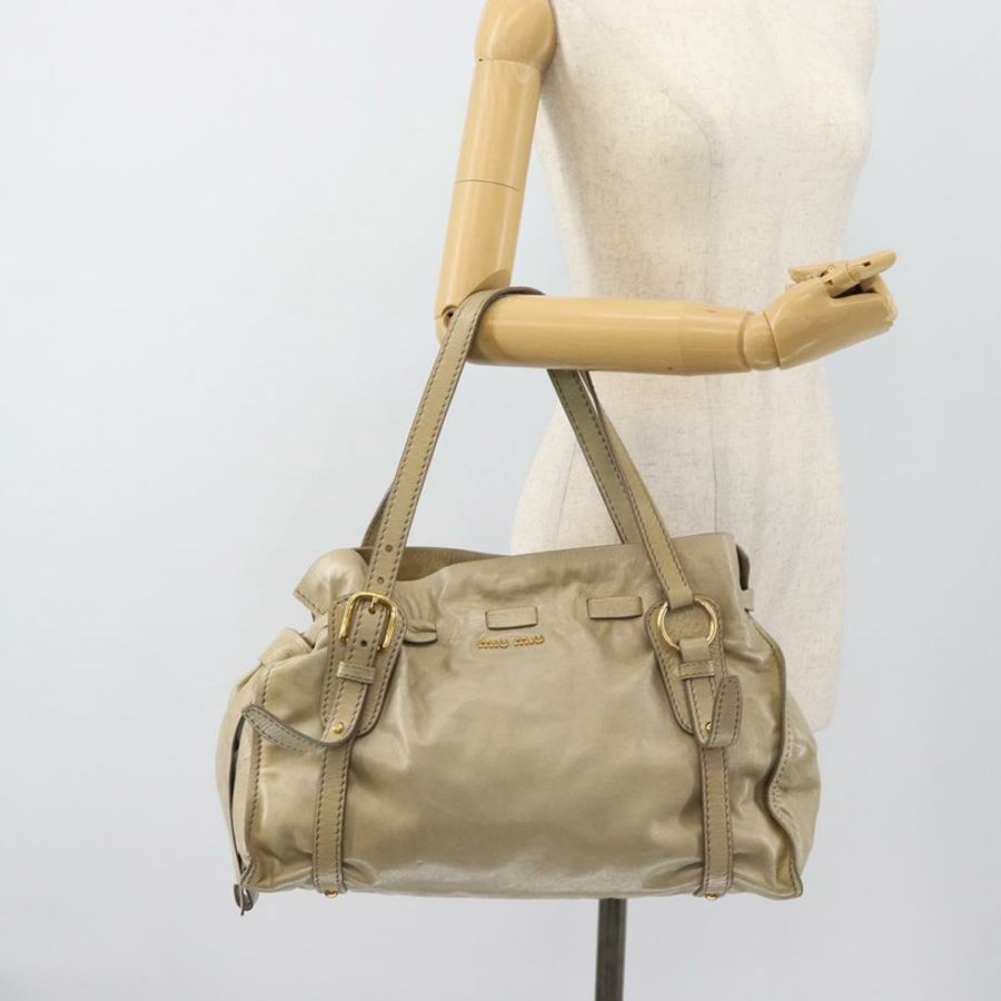 【日本直送】Miu Miu 手提包 皮革 綠色 金色 正品 183837SAM-21