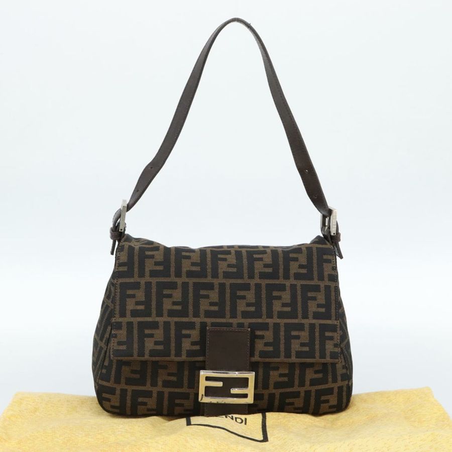 【日本直送】FENDI Zucca帆布Mamma Baguette單肩包,黑色、棕色、銀色,正品,貨號183864SAM-11
