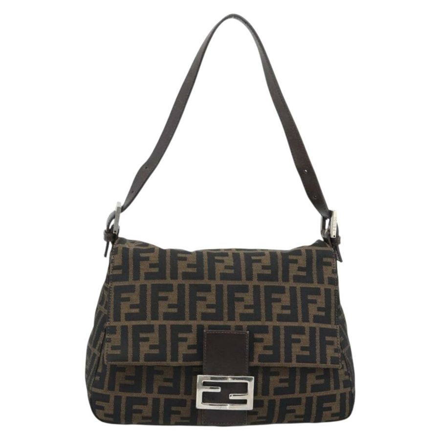 【日本直送】FENDI Zucca帆布Mamma Baguette單肩包,黑色、棕色、銀色,正品,貨號183864SAM-12