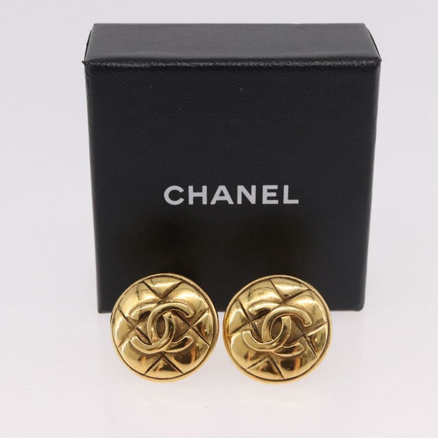 【日本直送】香奈兒 (CHANEL) 耳環,金屬金色,雙C標誌,正品編號 184007V-12
