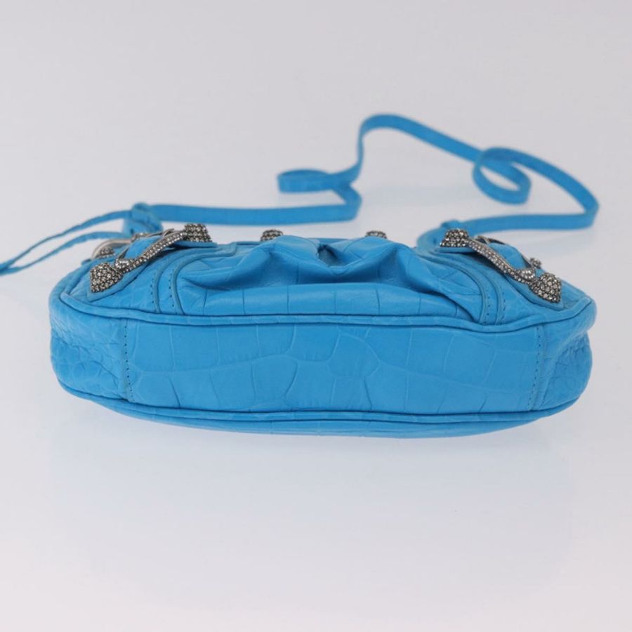 【日本直送】BALENCIAGA 鏈條 Lucagol 迷你包 皮革 2way 藍色 銀色 695814 正品 183060M-4