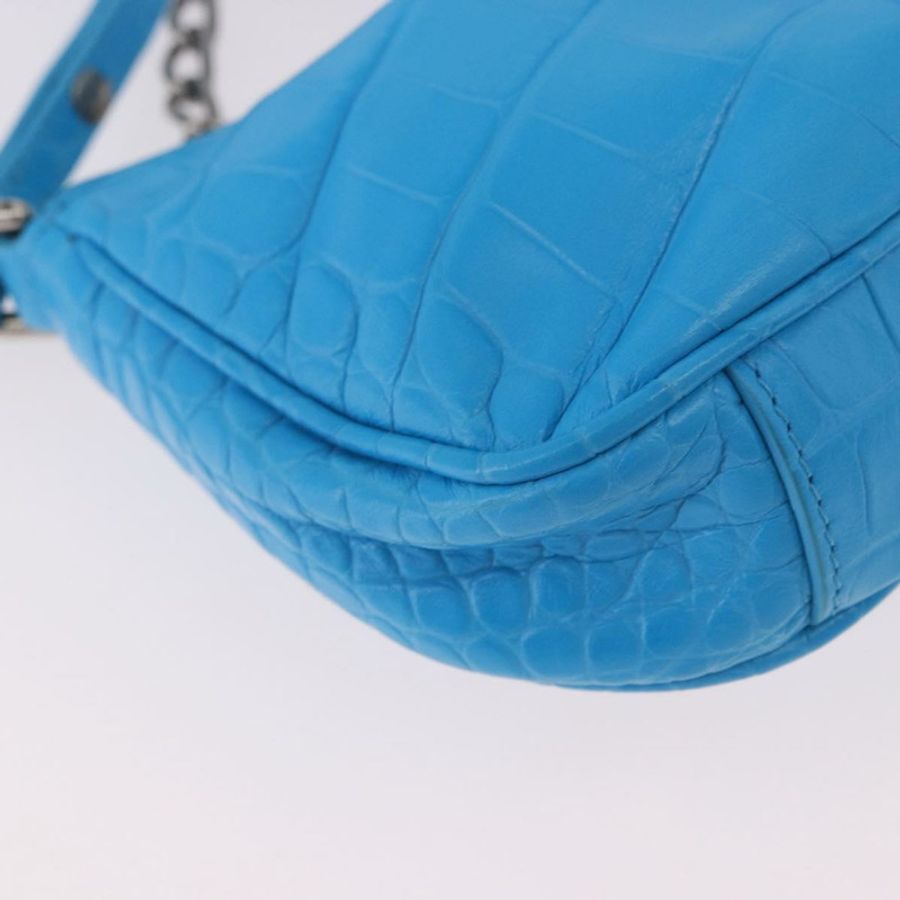 【日本直送】BALENCIAGA 鏈條 Lucagol 迷你包 皮革 2way 藍色 銀色 695814 正品 183060M-17