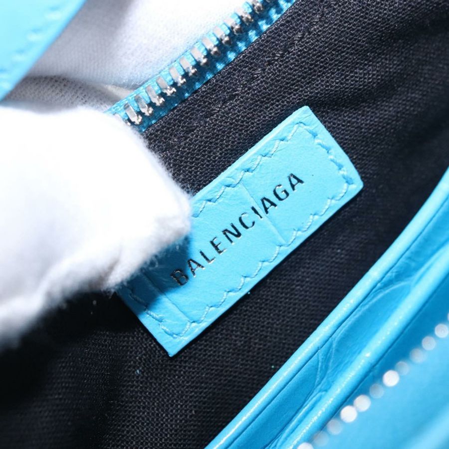 【日本直送】BALENCIAGA 鏈條 Lucagol 迷你包 皮革 2way 藍色 銀色 695814 正品 183060M-19