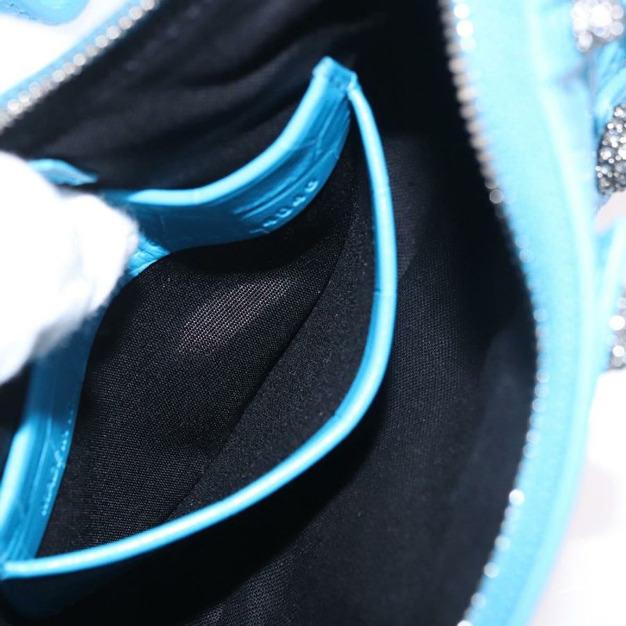 【日本直送】BALENCIAGA 鏈條 Lucagol 迷你包 皮革 2way 藍色 銀色 695814 正品 183060M-23