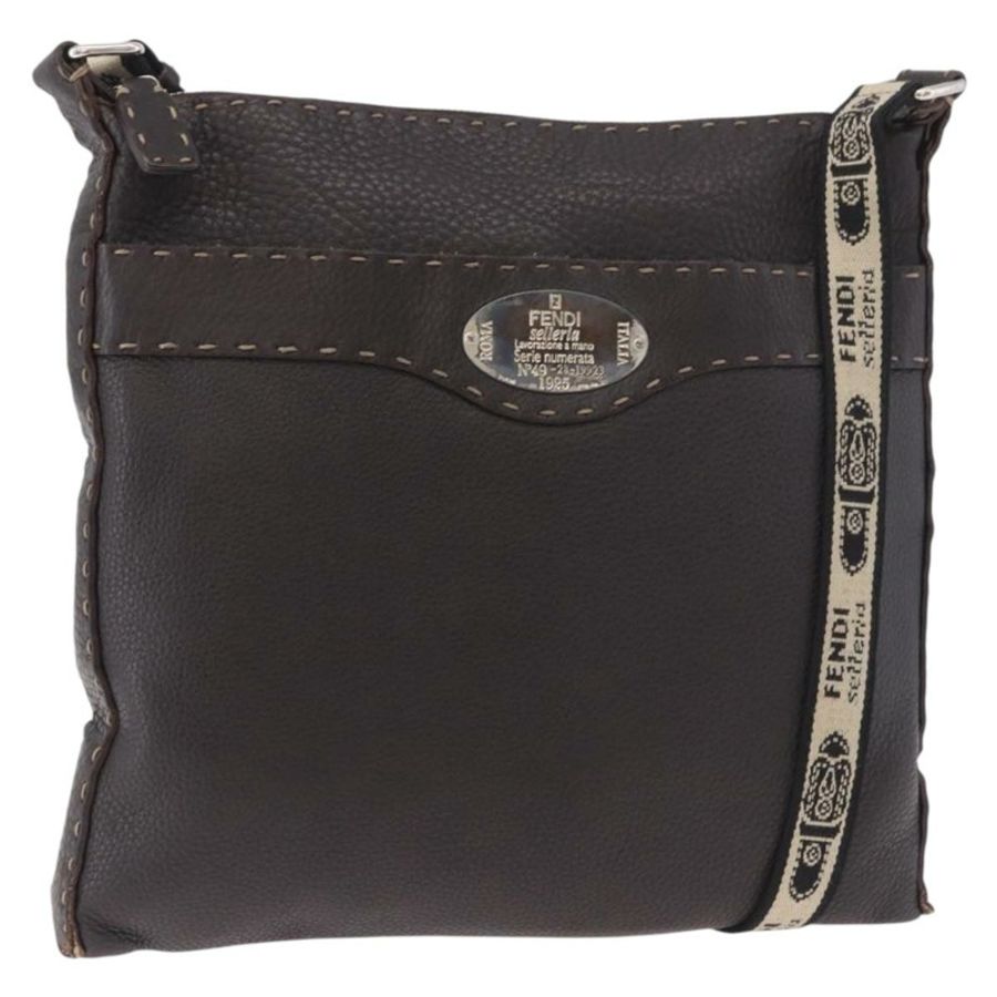 【日本直送】FENDI Celeria 單肩包,黑色銀色皮革,正品編號 183899A-0