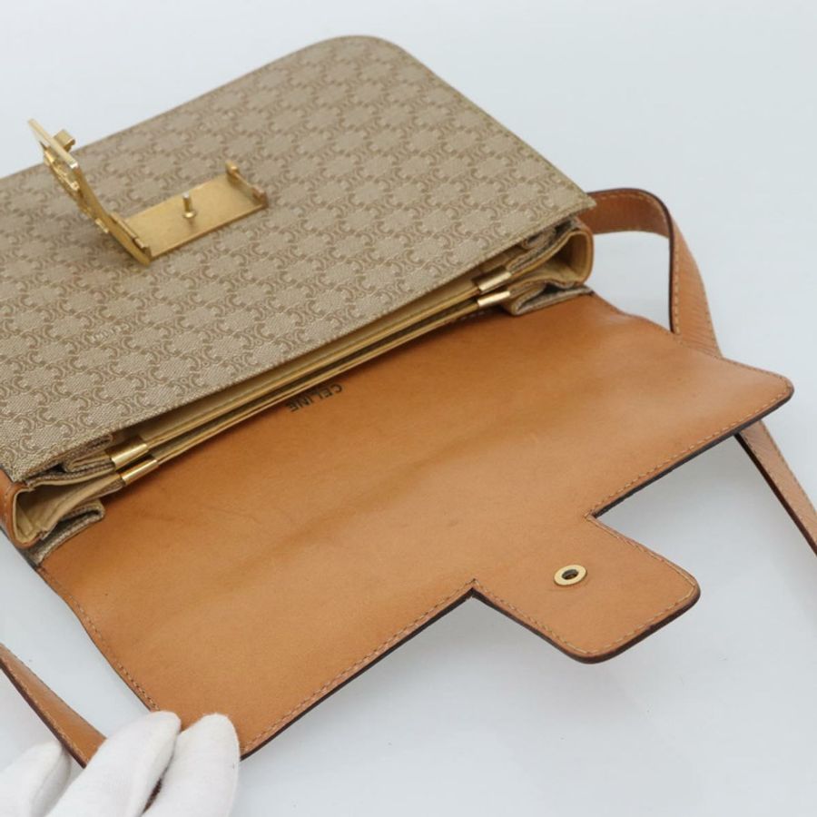 【日本直送】CELINE Macadam帆布肩背包 PVC 米色 金色 正品 184209-8